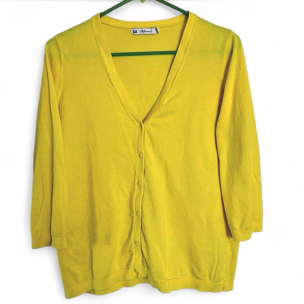 Reitmans 100 Cotton Bright Yellow V-Neck Button Cardigan XL